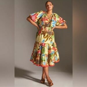 Anthroplogie Conditions Apply Size 22 W Tropical Print Tiered Maxi Dress